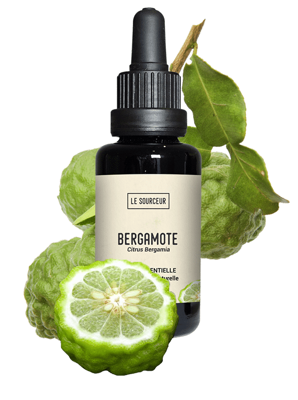 Bottle of essential oil of Bergamot