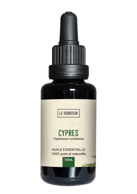 Bottle of essential oil of Cypress