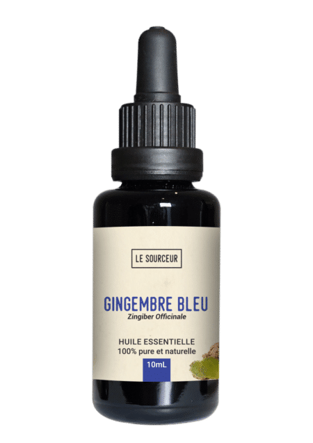 Bottle of essential oil of Blue Ginger