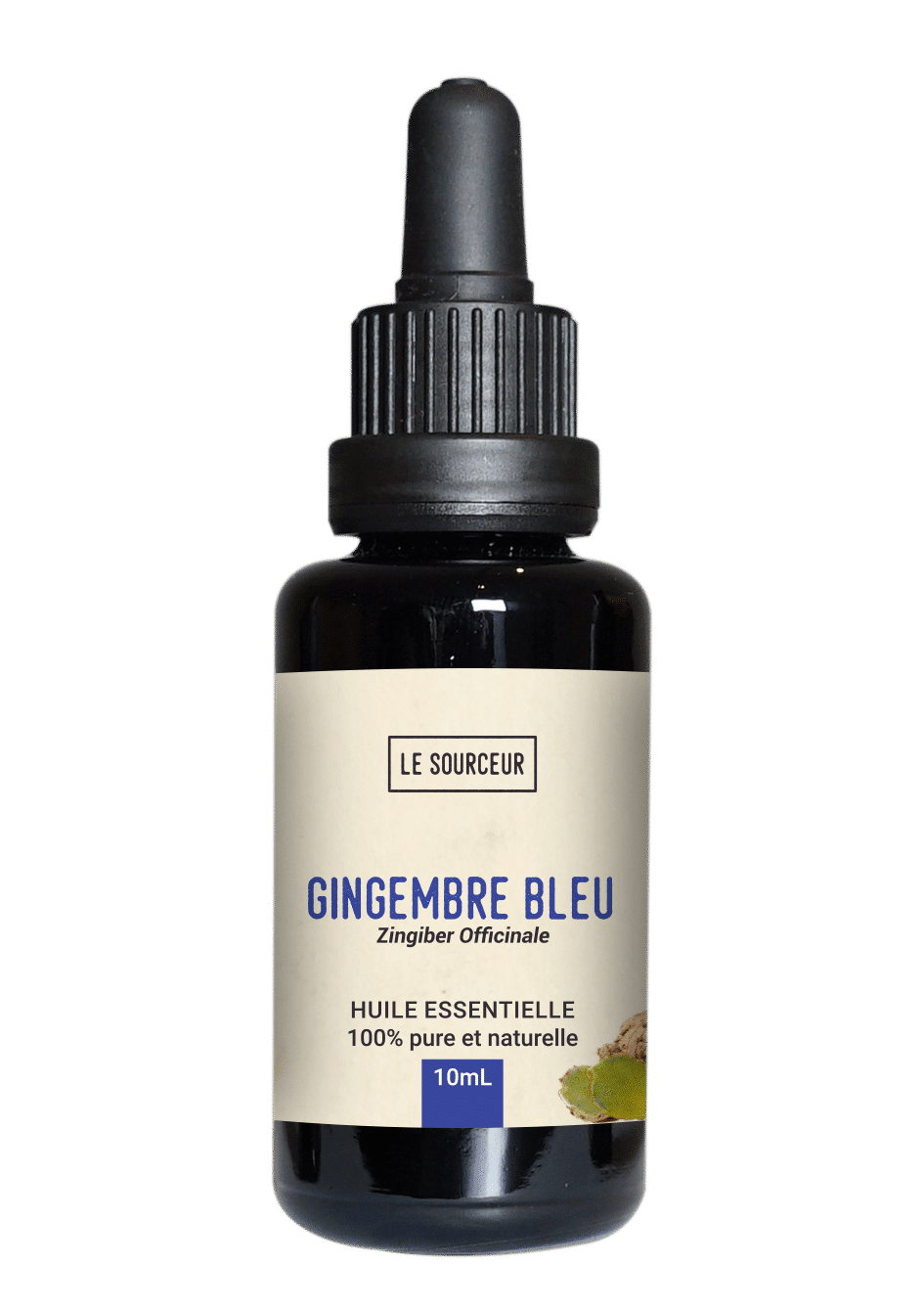 Bottle of essential oil of Blue Ginger