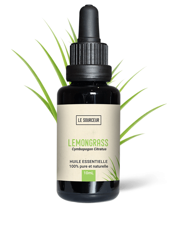 Flacon d'huile essentielle avec du Lemongrass