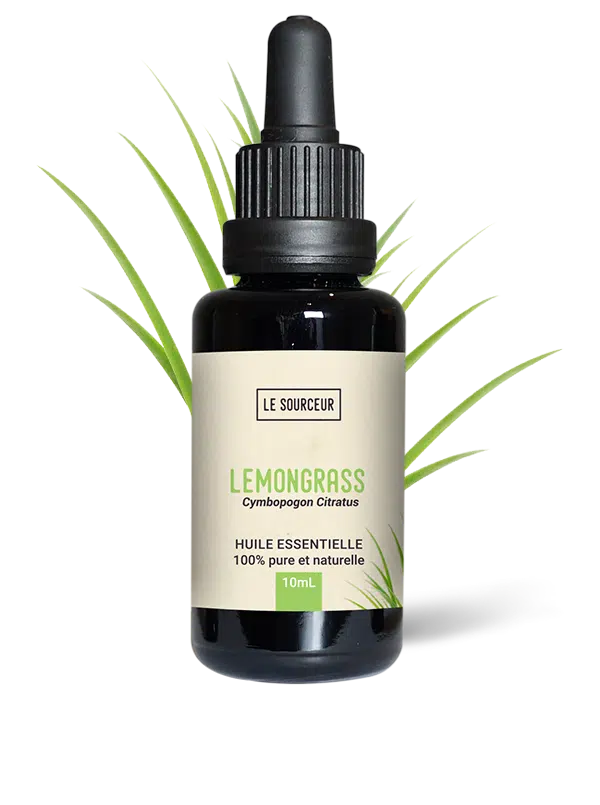 Flacon d'huile essentielle avec du Lemongrass