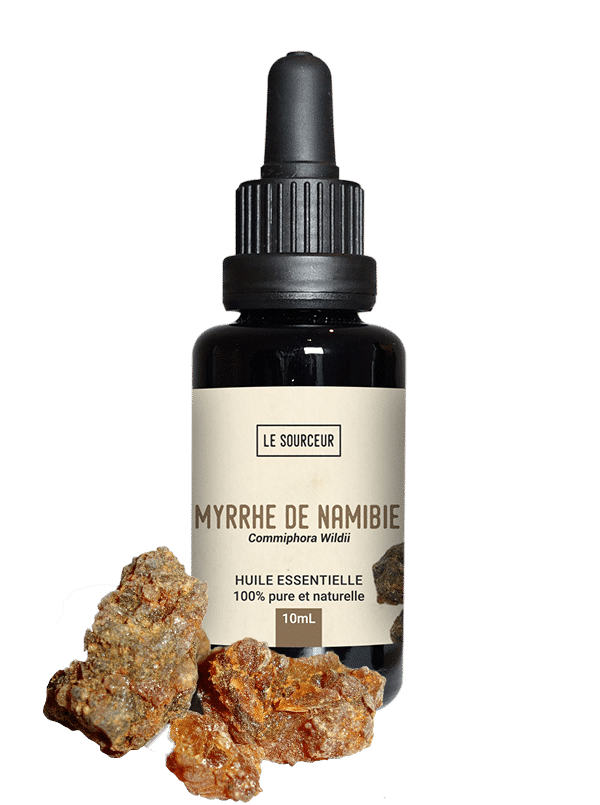 Flacon d'huile essentielle avec de la Myrrhe de Namibie