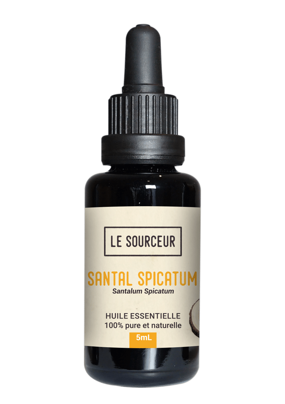 Bottle of essential oil of Sandalwood Spicatum