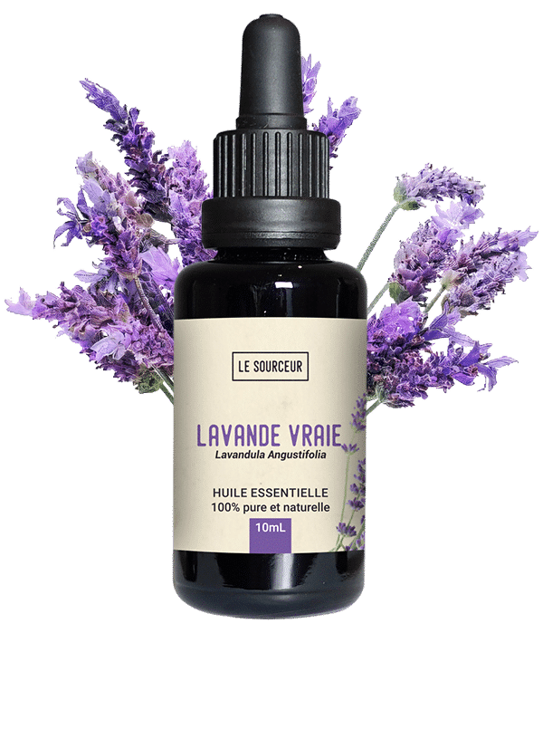 Bottle of essential oil with True Lavender