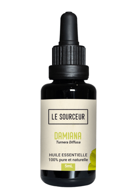 Bottle of essential oil of Damiana